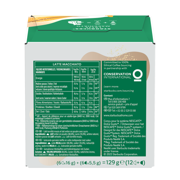 Nescafé Dolce Gusto Starbucks Latte Macchiato – Lot De 5 Boîtes De 12 Capsules (6 Portions Par Boîte) – Café Au Lait Velouté à La Maison