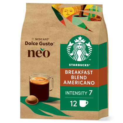Pack éco-responsable de dosettes de café compostables en papier NESCAFÉ® Dolce Gusto® NEO Starbucks® Breakfast Blend Americano