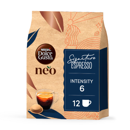 Vue de face du Neo Signature Espresso avec une capsule