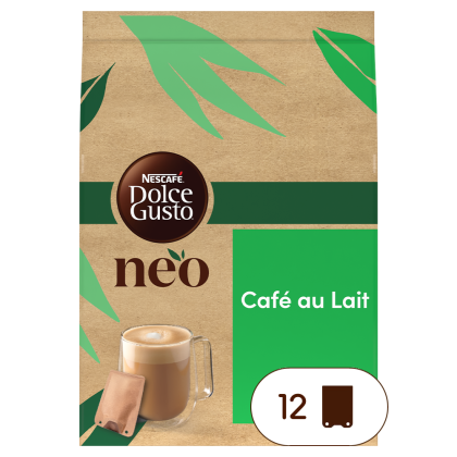 Pack éco-responsable de sachets de laits recyclables en papier NEO café au lait par NESCAFÉ® Dolce Gusto®