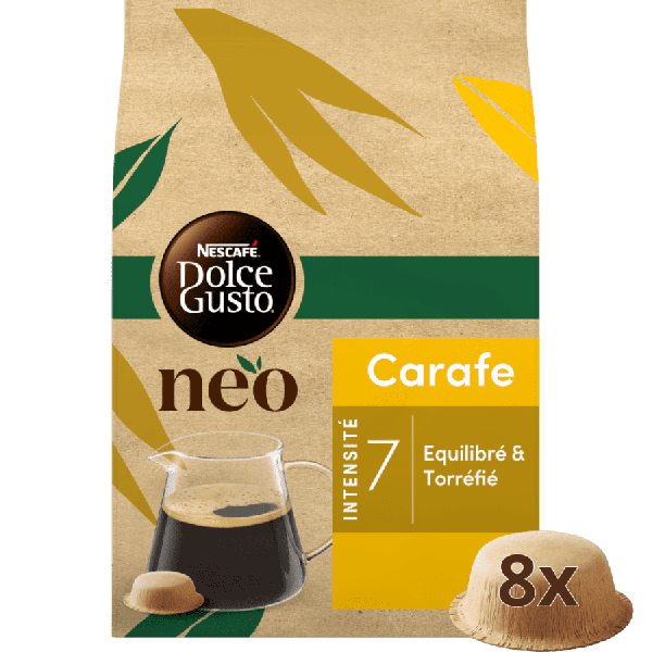 Pack éco-responsable de dosettes de café compostables en papier NESCAFÉ® Dolce Gusto® NEO Carafe