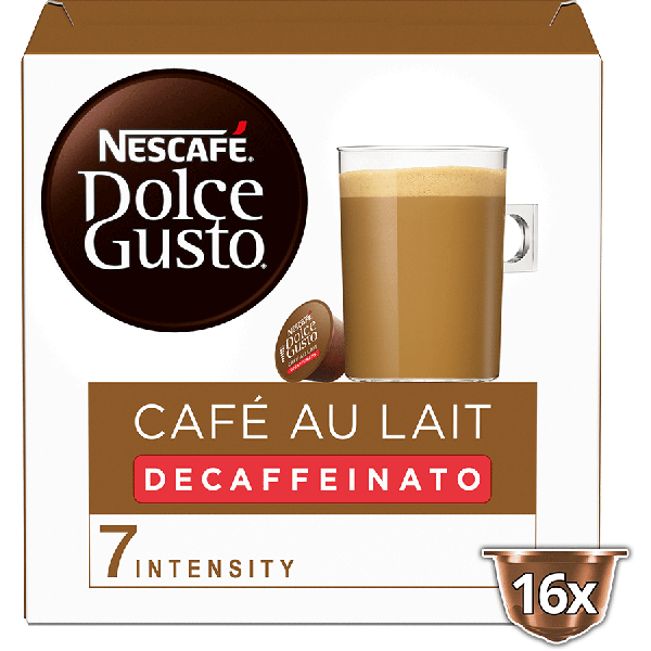 Boîte de 16 capsules CAFÉ AU LAIT DECAFFEINATO NESCAFÉ® Dolce Gusto® 