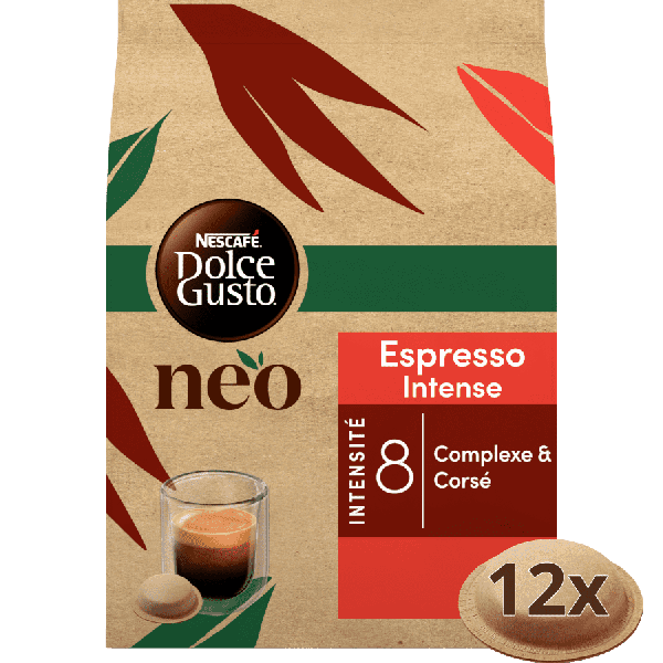 Pack éco-responsable de dosettes de café compostables en papier NESCAFÉ® Dolce Gusto® NEO Espresso Intense 