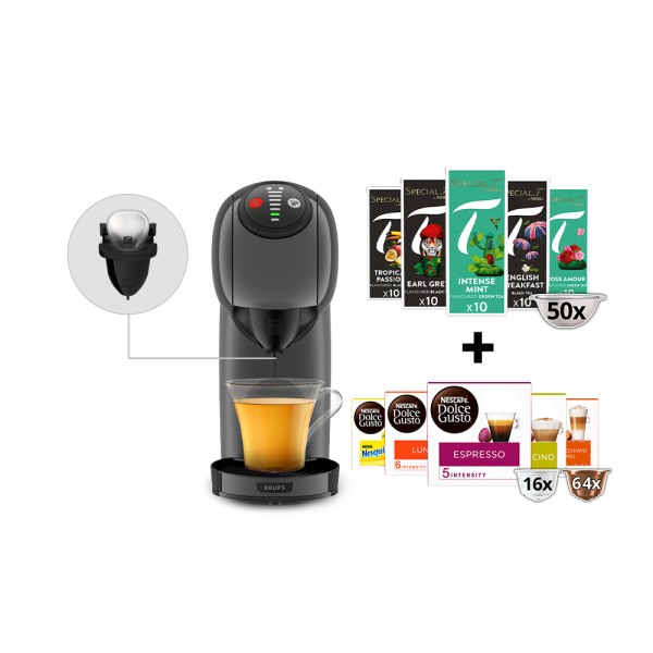 Pack GENIO S anthracite + infuseur + selection SPECIAL.T® & Dolce Gusto®