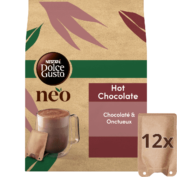 Pack éco-responsable de sachets de laits en papier recyclables NESCAFÉ® Dolce Gusto® NEO Chocolat Chaud