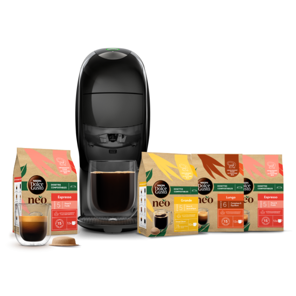 Pack NEO Latte noire + selection 100% café 4 boîtes