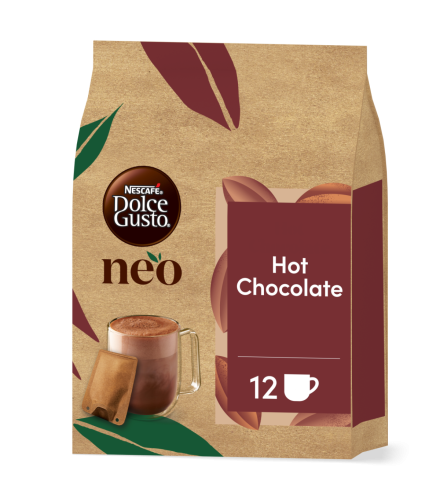 Pack &eacute;co-responsable de sachets de laits en papier recyclables NESCAF&Eacute;&reg; Dolce Gusto&reg; NEO Chocolat Chaud