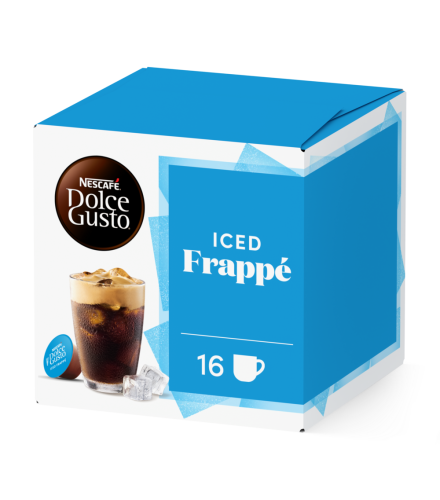 pack of iced frappé capsules front view