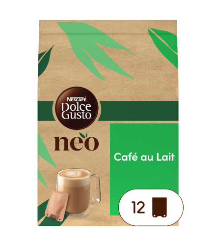 Pack éco-responsable de sachets de laits recyclables en papier NEO café au lait par NESCAFÉ® Dolce Gusto®