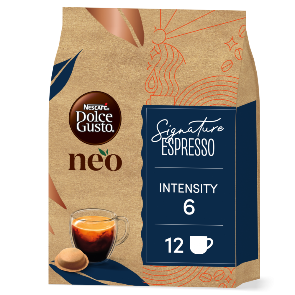 Vue de face du Neo Signature Espresso avec une capsule