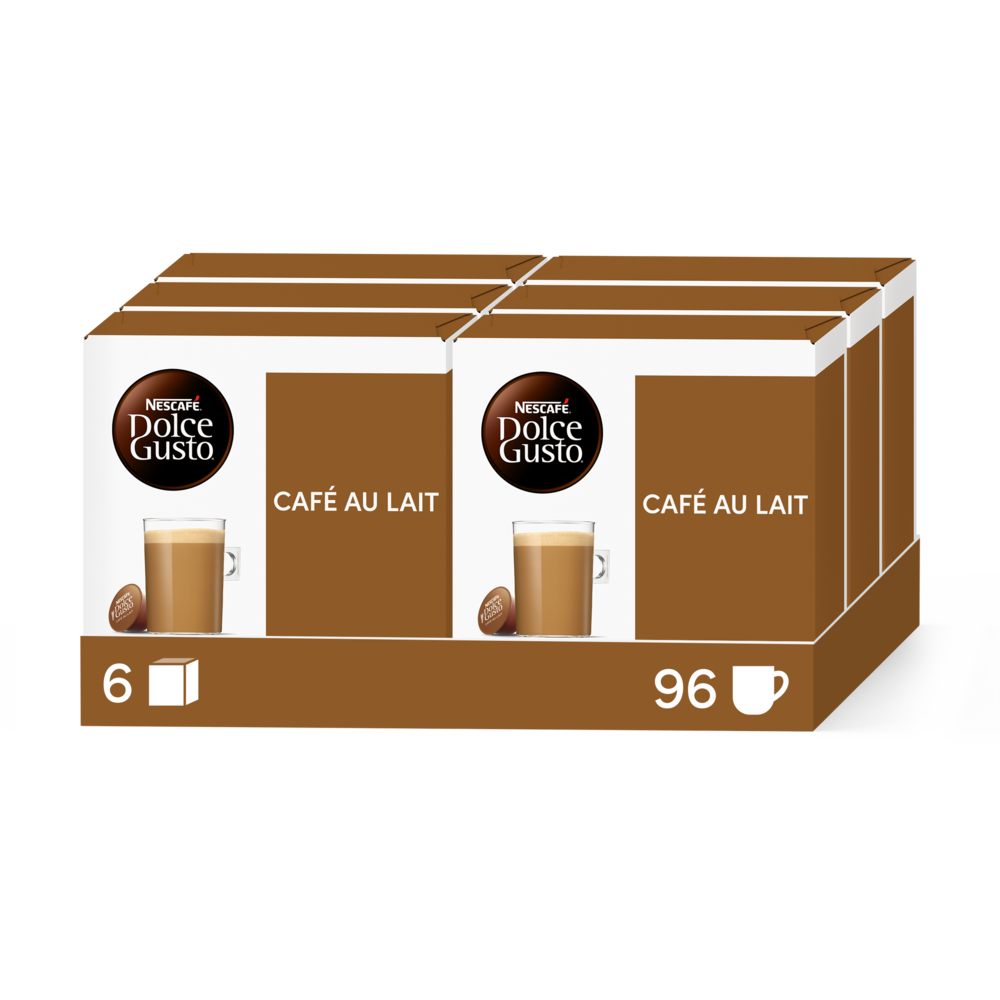 Boîte de 96 capsules PACK AVANTAGE CAFÉ AU LAIT 96 CAPSULES NESCAFÉ® Dolce Gusto