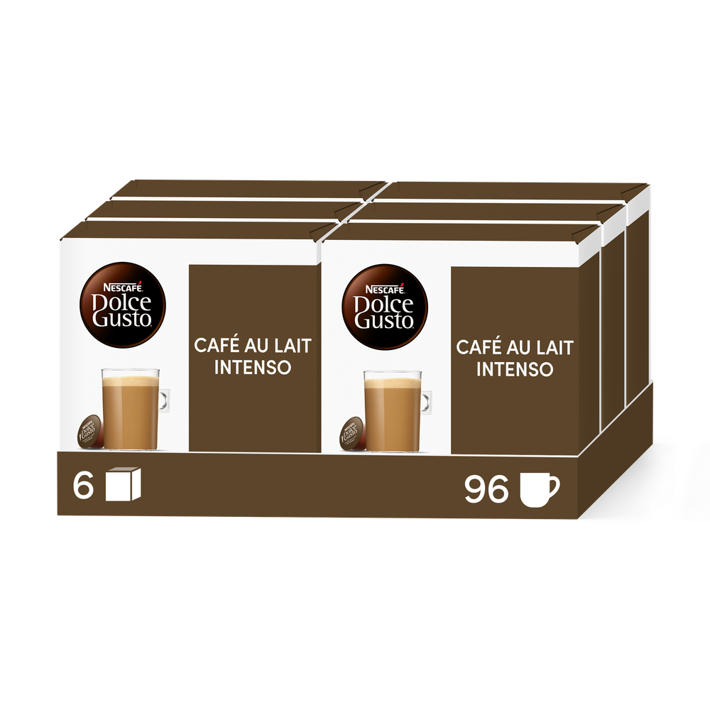 Boîte de 96 capsules PACK AVANTAGE CAFÉ AU LAIT INTENSO 96 CAPSULES NESCAFÉ® Dolce Gusto