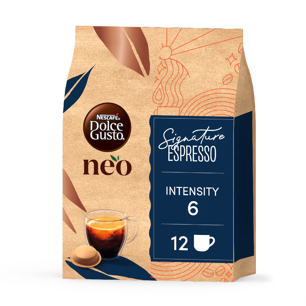 Vue de face du Neo Signature Espresso avec une capsule