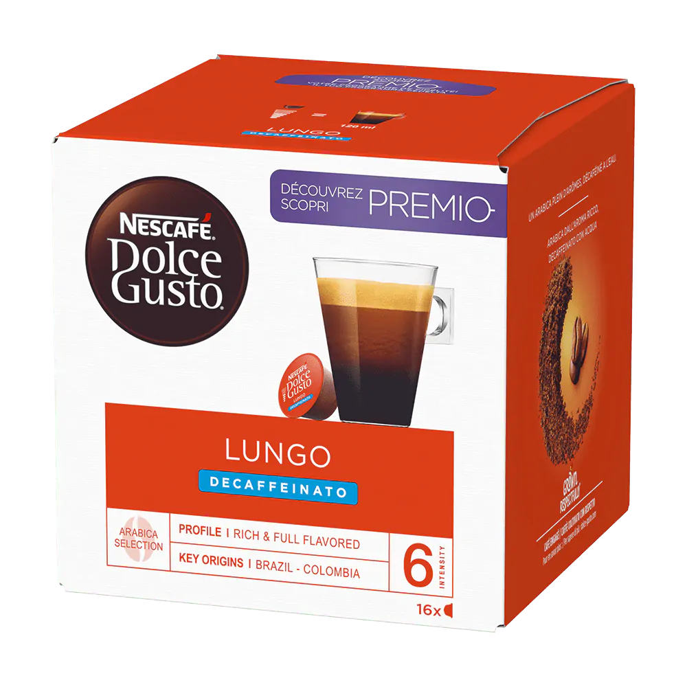 Caf allong Lungo Decaffeinato 16 Capsules Dolce Gusto