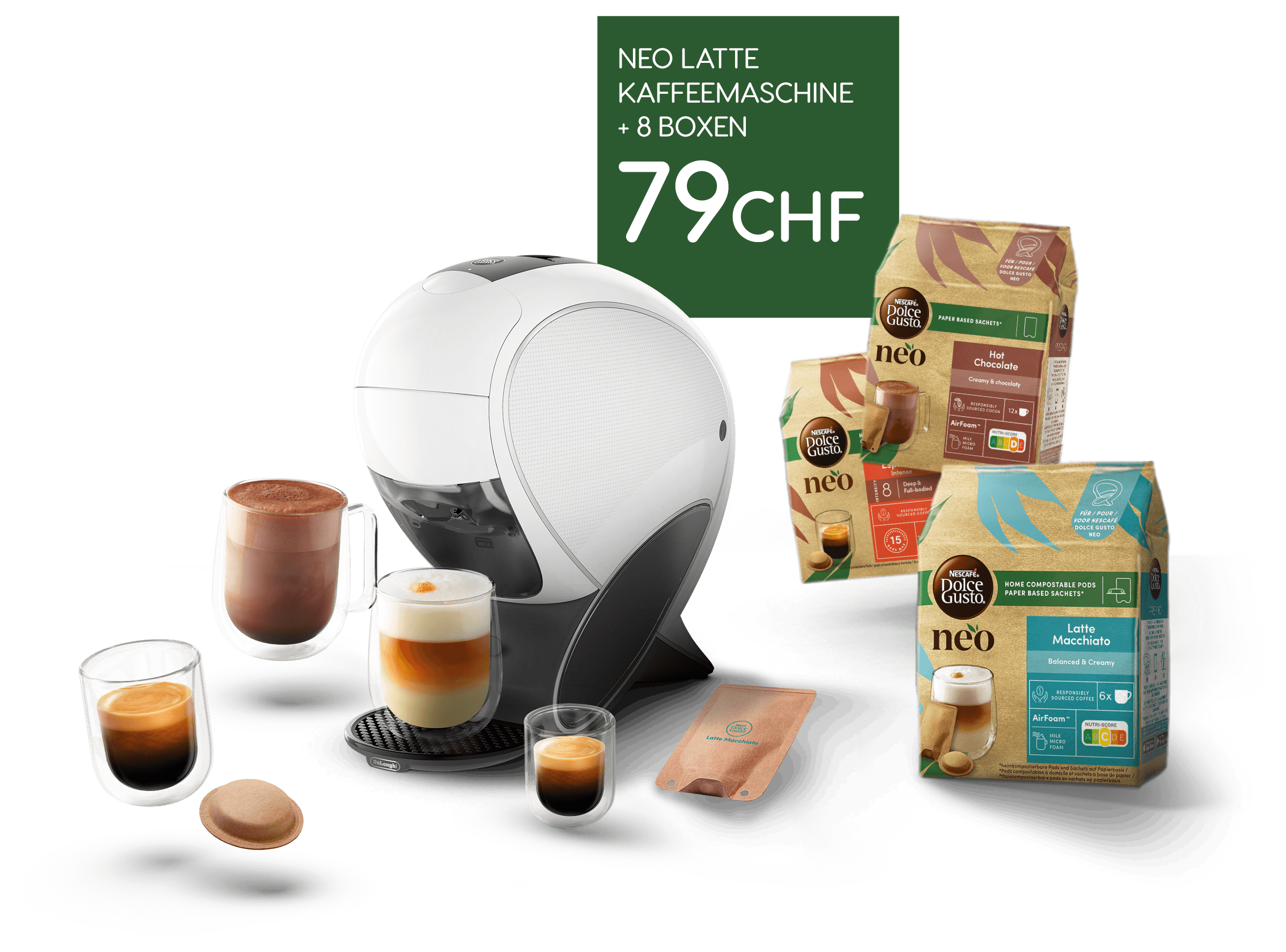 Coffee machines and 3 packs of coffee