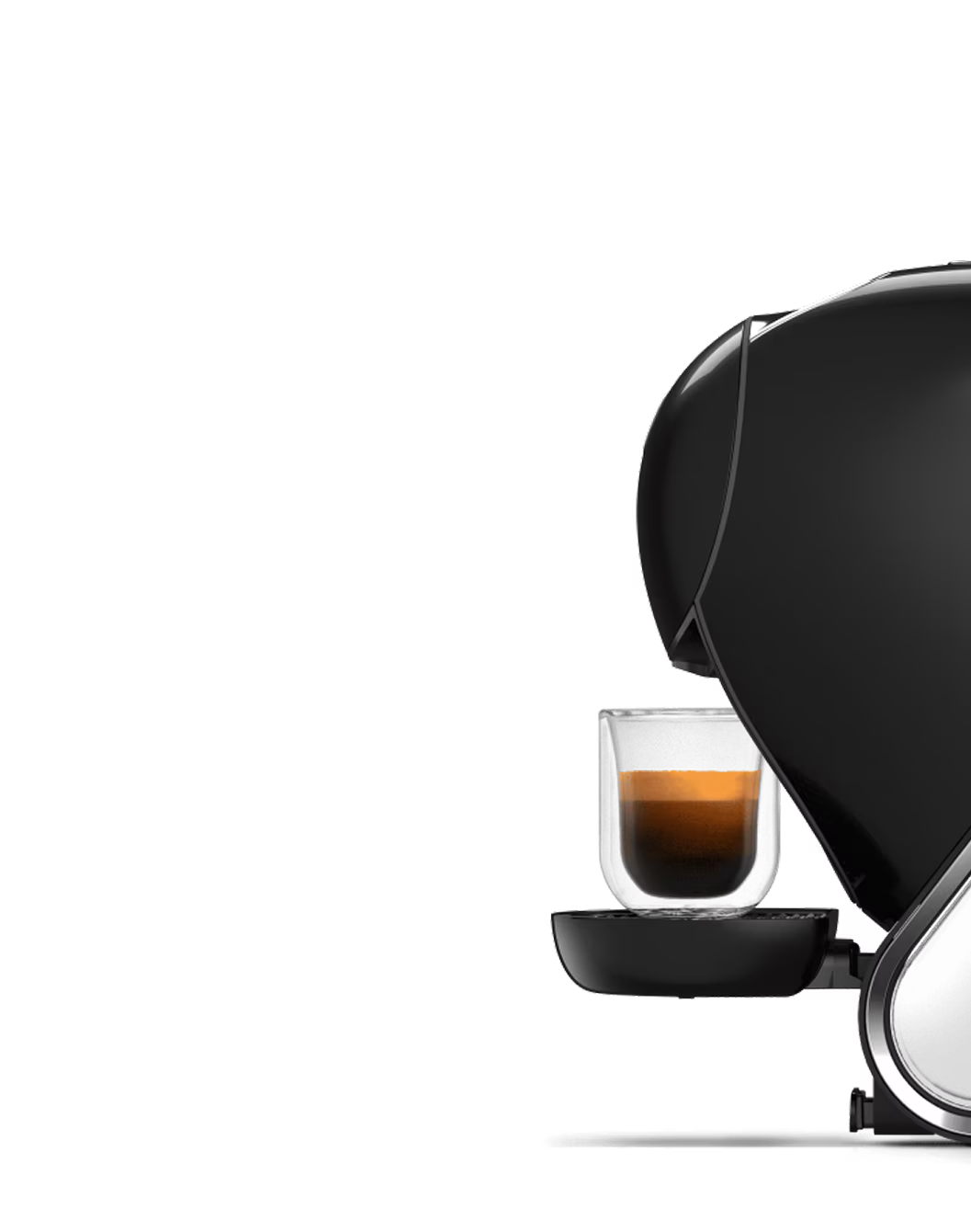 Un duel direct entre une machine à café NEO Latte blanche et une machine NEO Caffè noire. Un doigt d’extraterrestre flotte entre eux.