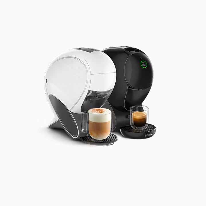 Une machine à café NEO Latte blanche et une noire.